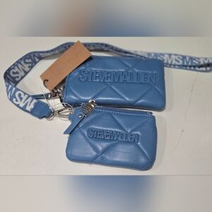 Steve Madden Quilted Blue Wristlet Set